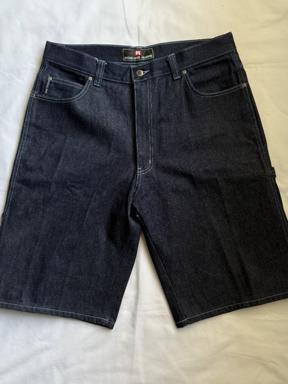 Roglins Jeans Vintage Dark Wash Baggy Denim Carpenter Shorts Jorts Size 36